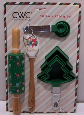 Cocinero con Color Feliz Navidad Juego de 10 Piezas Vacaciones para Hornear NUEVO Foto 1 de 3