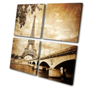 Architecture Eiffel Tower Paris MULTI CANVAS WALL ART Picture Print VA - Picture 1 of 1