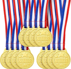 12 Pack Gold Winning Participation Medal Awards for Contests with Neck Ribbon fo - Picture 1 of 12