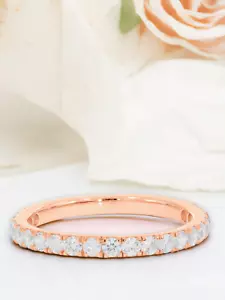 0.75Ct F-G/VS Lab Grown Diamond Half Eternity Wedding Ring in 14K Solid Gold - Picture 1 of 13