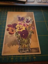 157339 VECCHIA cartolina con fiori