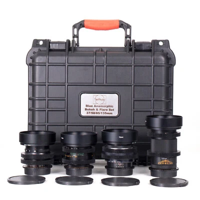 37/58/85/135mm Cine Mod Lenses Set w/ Blue Anamorphic Bokeh & Case For Canon EF! - Image 1 of 4