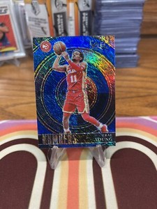 2020 2021 Panini Select Trae Young Numbers Blue Shimmer Prizm #14