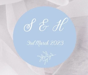 Dusty Blue wedding Stickers Envelope Seals Wedding Favours Confetti Stickers - Picture 1 of 6