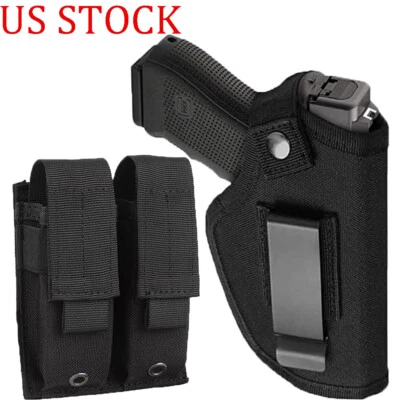 Tactical Ambidextrous Concealed OWB Belt Gun Holster with Double Magazine Pouch - Image 1 of 4