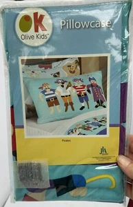Funda de almohada estándar 100 % algodón OK Olive Kids Pirates nueva - Imagen 1 de 6