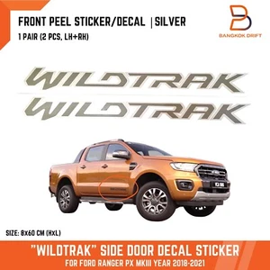 Calcomanía plateada Wildtrak carrocería lateral puerta delantera para Ford Ranger PX T6 2018-21 - Imagen 1 de 7