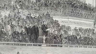 Вторая инаугурация президента Линкольна 1865 винтажный принт трудно найти - Изображение 1 из 3