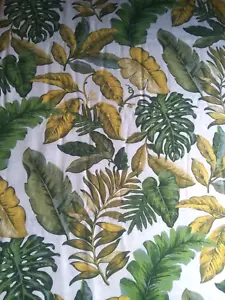 Green Yellow Beige Tropical Fabric~Polyester Rayon Linen~2.5 Yards x 57" Wide - Picture 1 of 5