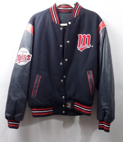 MLB Minnesota Twins  Reversible Fleece Jacket PVC Sleeves Embroidered Logos JH Cover