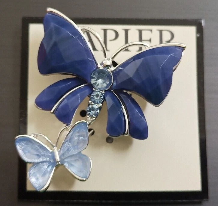 NWT Napier Silver Tone Faux Crystal Summer Butterflies Pin - Image 1 of 4