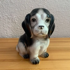 Vintage Japan Black and White Puppy Dog Ceramic Planter - Picture 1 of 6