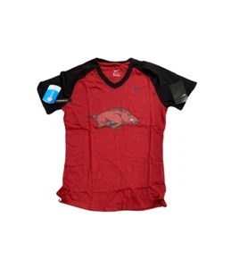 NEW NWT Arkansas Razorbacks Nike Women's Logo V-Neck Shirt XS - Picture 1 of 2