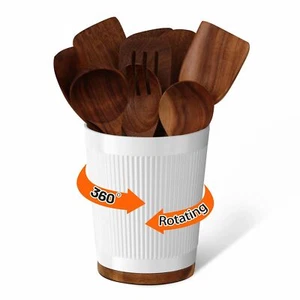 Utensil Holder For Kitchen Counter 360° Rotating Melamine Kitchen Utensil Org... - Picture 1 of 7