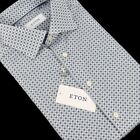 Eton Men Blue Medallion Contemporary Spread Collar Cotton Dress Shirt 17 Nwt