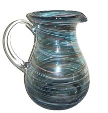 Hand Blown Mexican Glassware Twisted ConfettiPitcher