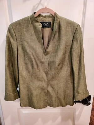 Dana Buchman Olive Green Linen Blend Jacket -- Size 6 - Image 1 of 4
