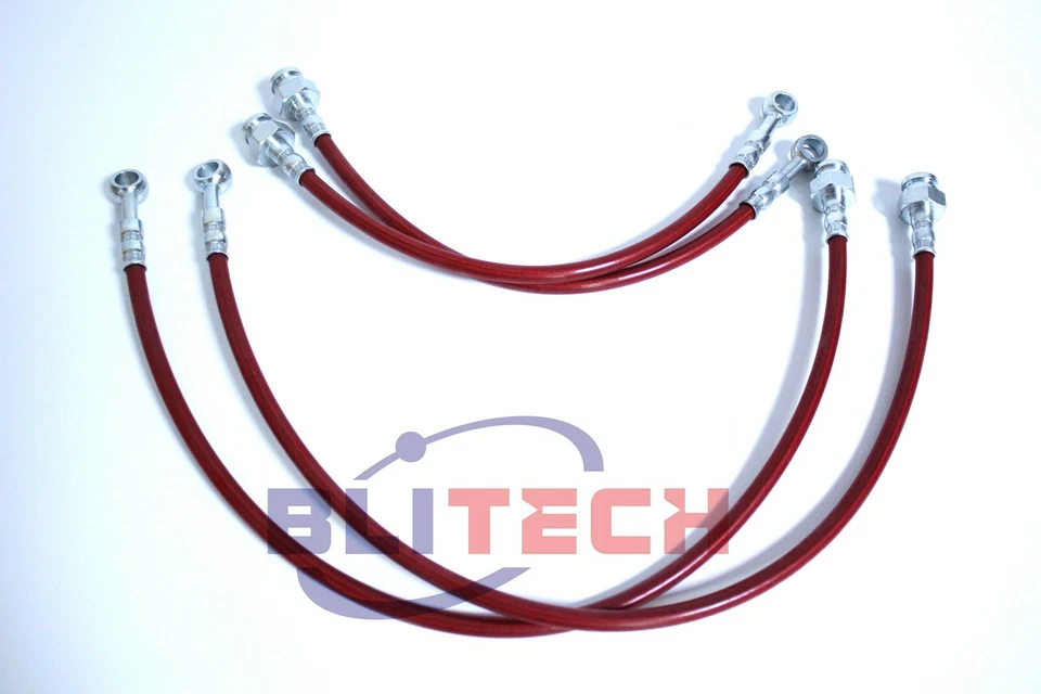 Blitech Red Stainless Steel Braided Brake Lines For 1989-1994 Nissan 240SX S13 - Imagem 1 de 4