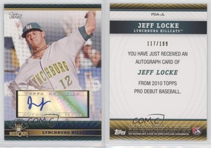 2010 Topps Pro Debut Prospect Auto Blue /199 Jeff Locke #PDA-JL Auto