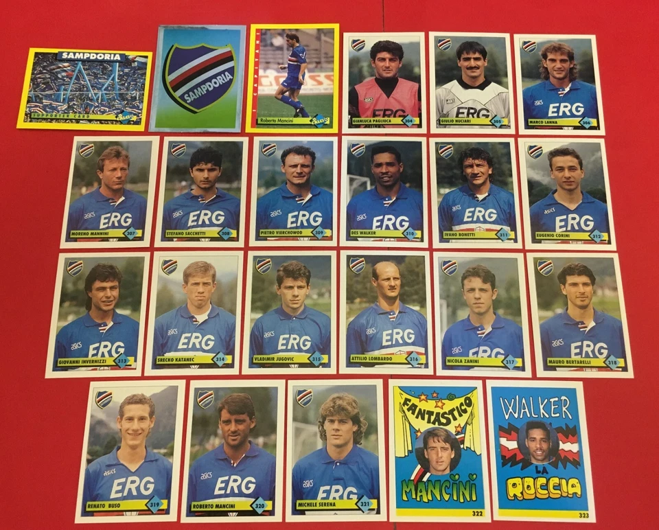 SET DI 23 FIGURINE CALCIATORI MERLIN 93 1992-93  SAMPDORIA CON MANCINI E VIALLI - Immagine 1 di 1