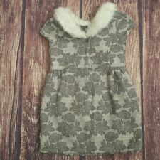 Janie and Jack gray Pirouette Petal dress with fur collar size 3