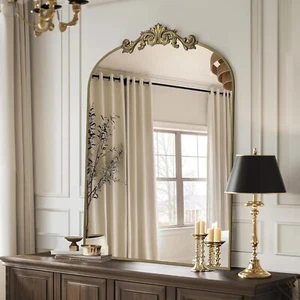 Arched Wall Mirror,24"x36" Vintage Bronze Baroque Mirror,Wall Vanity Mirror - Picture 1 of 8