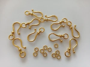 10 Sets Gold Metal Large Hook Clasps With Closed Ring 38x16mm - Picture 1 of 2