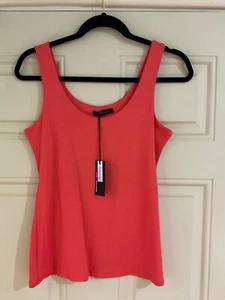 New Made in Italy Lagenlook Coral Orange Stretch Jersey Vest Top - One Size BNWT - Picture 1 of 6