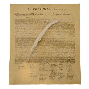 Documento histórico de la Declaración de Independencia de los Estados Unidos con pluma de escritura pluma pluma - Imagen 1 de 1