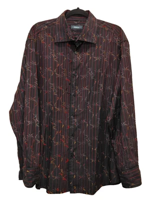 Jhane Barnes Silk Blnd Floral Pinstripe Button Shirt XXL Velvet Texture Abstract - Image 1 of 4