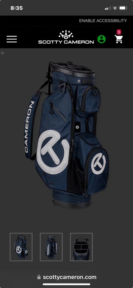 Bolsa de golfe Scotty Cameron carrinho, círculo T nova em folha, azul marinho - Imagem 1 de 1