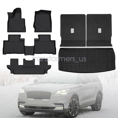 TPE Floor Mats/Trunk Cargo Liner+Backrest For 2020-2025 Lincoln Aviator 6-Seats Foto 1 de 4