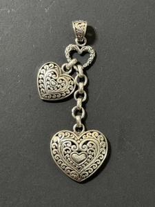 Annika Witt 925 Sterling Silver Triple Heart Swirl Pendant Charm - Picture 1 of 15