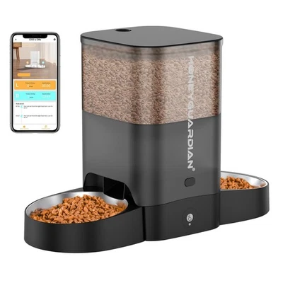 Smart Automatic Cat Feeder for Two Cats, 5G WiFi Control & Stainless Steel Bowl - Image 1 of 4