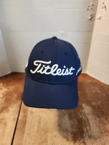 New Era Titleist FJ Pro V1 Golf Sz L/XL Mesh Hat Baseball Cap Blue Fitted EUC - Picture 1 of 7