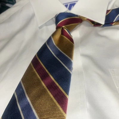 Tom James Executive Collection Шелковый Галстук Многоцветный Repp Полоса Классическая Подготовка Б/У в отличном состоянии - Изображение 1 из 4