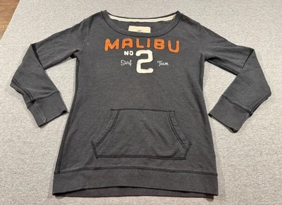 Sudadera para mujer Hollister con hombros descubiertos vintage Y2K grande años 90 gris naranja Foto 1 de 4