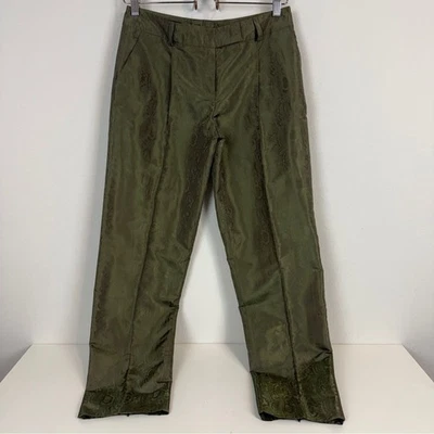 Escada Olive Green Silk Blend Pants 34 (30x30) - Image 1 of 4