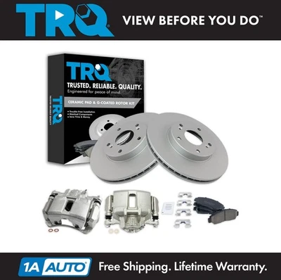 TRQ Front Brake Calipers Ceramic Pads & Rotors Fits 2003-2007 Honda Accord - Image 1 of 4