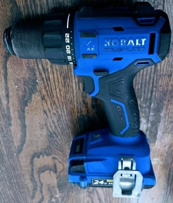 Taladro atornillador inalámbrico Kobalt KDD 24V MAX sin escobillas 1/2" con batería ~ ligero ~ usado Foto 1 de 2