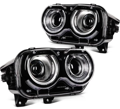 Left+Right Headlight Assembly For 2022-2015 Dodge Challenger w/LED DRL Projector - Image 1 of 4