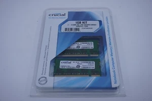 2 Crucial PC2-5300 (DDR2) 1 GB (2x 512 MB) SODIMM Kit PC2-5300 DDR2 Memory - Picture 1 of 3