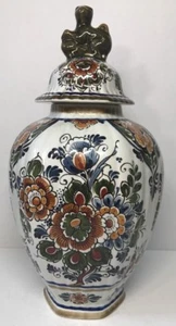 Belle Potiche DELFTS Sphinx Floral Keramik Polychroom H 32,5 D 17 Cm - Foto 1 di 12