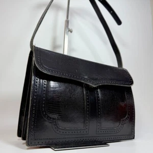 Yves Saint Laurent Handbag Logo Leather Black Red women's w/Dust Bag Auth KI1 - Picture 1 of 17