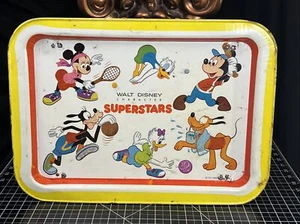 Vassoio pieghevole vintage personaggi Walt Disney superstars metallo TV cena - Foto 1 di 11