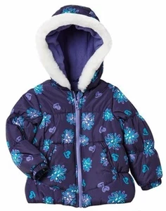 London Fog Girl's Winter Coat Size 4 Purple Floral - Picture 1 of 9