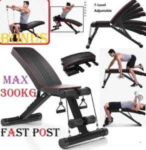 300K Adjustable Dumbbell Weight Abdominal Bench Sit-up Fitness Flat Gym Exercise - Picture 1 of 8