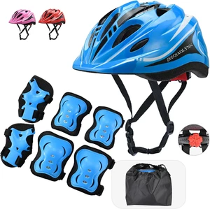 Kids Skateboard Helmet and Knee Pads Elbow Pads Wrist Guards Bike Helmet Boys Gi - Picture 1 of 7