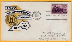 #904 3 Cent Kentucky Statehood June 1 1942 Frankfort KY, Mellone #15 Poppenger - Picture 1 of 1