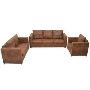NNEVL Sofa Set 3 Pieces Artificial Suede Leather - Picture 1 of 8